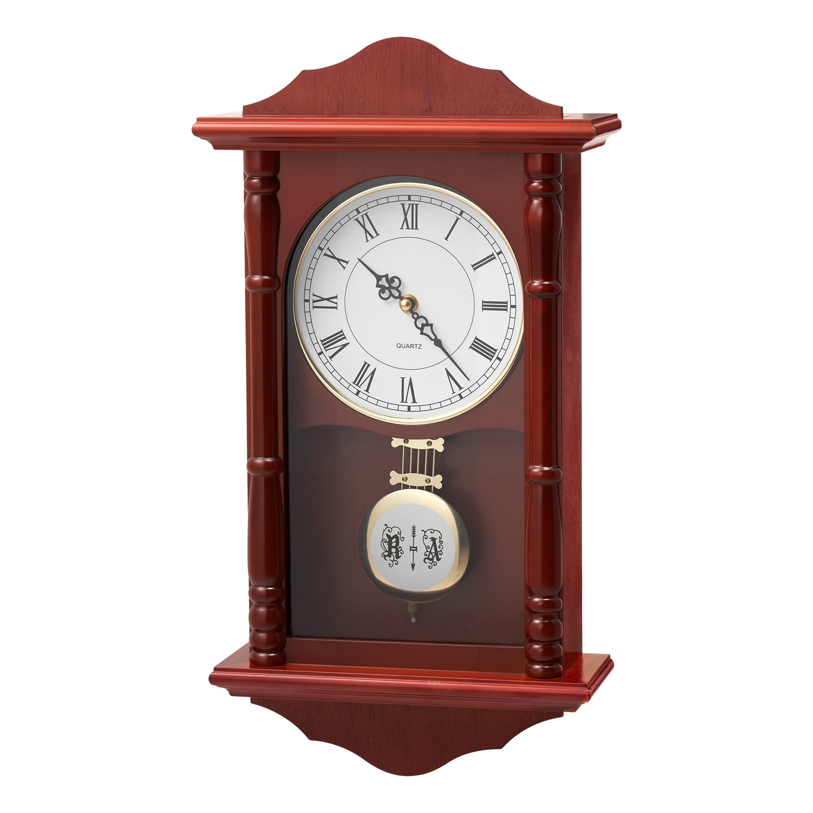 Grandfather Clock Vintage Pendulum Wall Clock 18 In With Quartz Movement_voghion.com